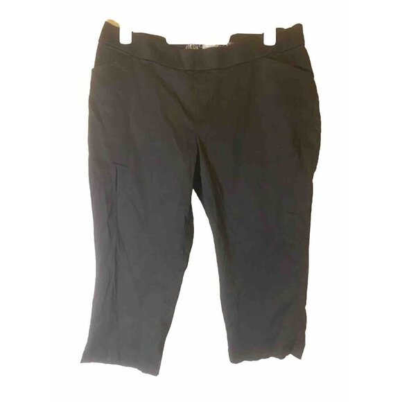Lee Black Womens Plus Size 18W Pull On Dress Pants Stretch Pockets Cropped 2X - Picture 1 of 2